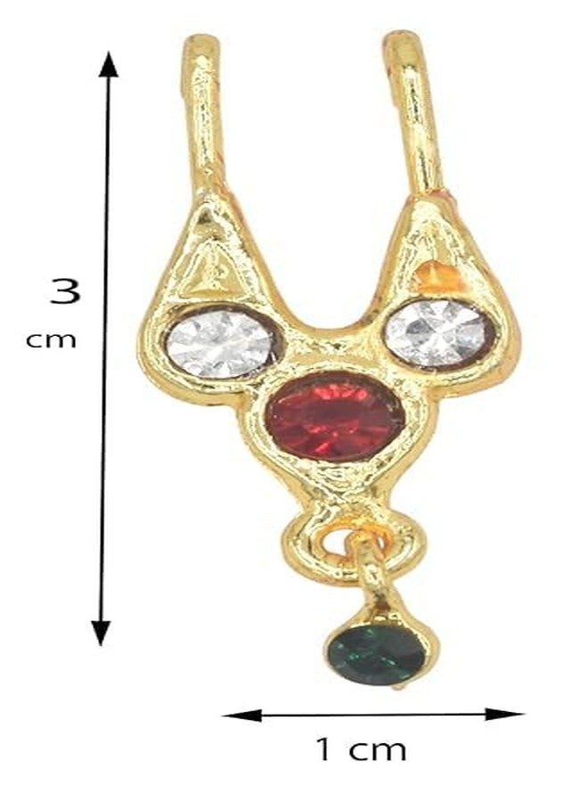 GVG PLATING WORKS GVG PLATING Bharatanatyam & Kuchipudi Nose Pin For Goddesses - Pack Of 2 | Gold-toned Nath Without Piercing Nathiya | South Indian Classical Dance Accessory For Women | Traditional Temple Jewellery - Image 4