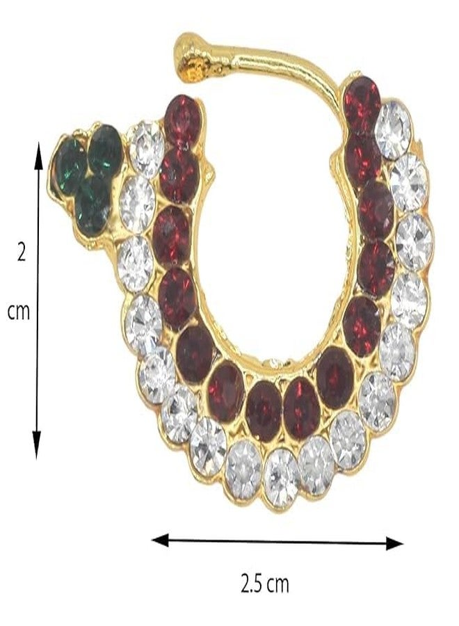 GVG PLATING WORKS GVG PLATING Bharatanatyam & Kuchipudi Nose Pin For Goddesses - Pack Of 2 | Gold-toned Nath Without Piercing Nathiya | South Indian Classical Dance Accessory For Women | Traditional Temple Jewellery - Image 3