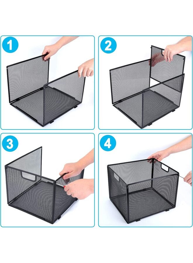 منظم ملفات معلق، منظم ملفات معدني شبكي، صندوق تخزين، حامل ملفات، مقاس حرف/أسود - Image 3