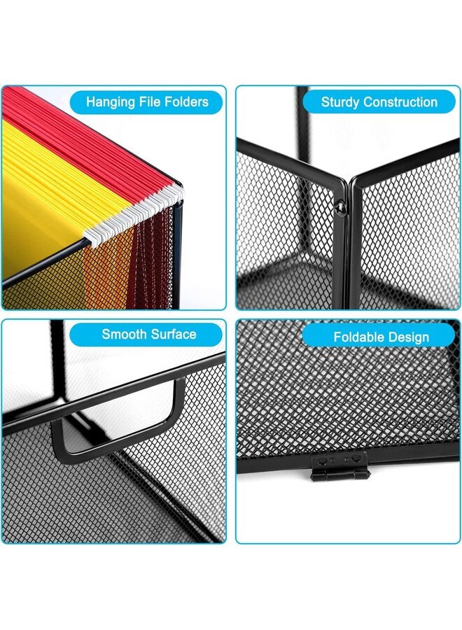 منظم ملفات معلق، منظم ملفات معدني شبكي، صندوق تخزين، حامل ملفات، مقاس حرف/أسود - Image 4