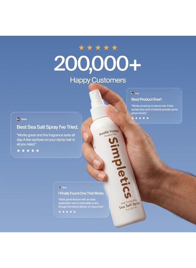 Simpletics Himalayan Sea Salt Hair Spray (Vanilla Scent) – Natural 5-Ingredient Formula for Beach Waves & Volume – Light Hold, Non-Greasy, Paraben & Sulfate Free – Unisex 8 fl oz - Image 3