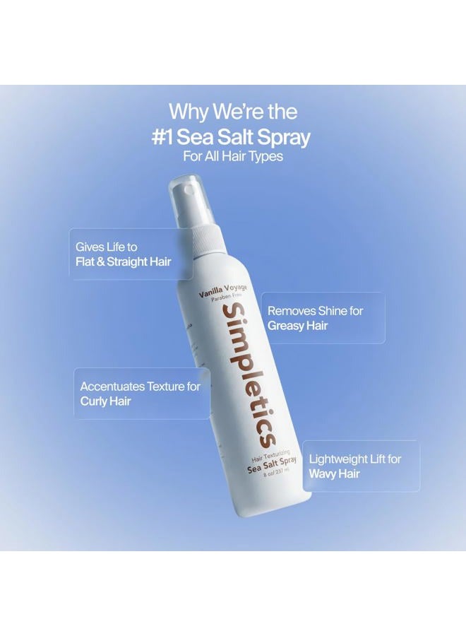 Simpletics Himalayan Sea Salt Hair Spray (Vanilla Scent) – Natural 5-Ingredient Formula for Beach Waves & Volume – Light Hold, Non-Greasy, Paraben & Sulfate Free – Unisex 8 fl oz - Image 5