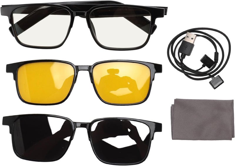 نظارات ذكية سلك أقل ، مكبر صوت أذن مفتوح مقاوم للماء IP5 ، التحكم الصوتي ، اتصال سهل ميكروفونات مزدوجة التحكم الصوتي BT 5.3 نظارات شمسية ذكية يونيسكس (مع ليلة مستقطبة - Image 1