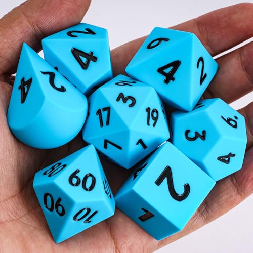 IUSTIDIE 7Piece Jumbo Silicone DND Dice Set 25mm Oversized Dice DD Dice Round Edges Soft Perfect Bouncer for DD RPG Bar Pub Club Party GamesBlue wBlack Numbers - Image 5