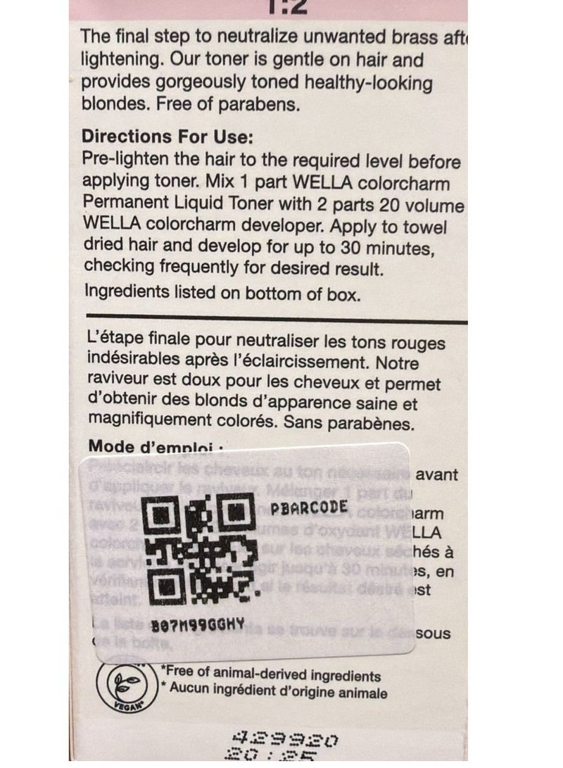 WELLA Color Charm WELLA colorcharm Hair Toner T-10, Pale Blonde, 1.42 Fl Oz. - Image 2