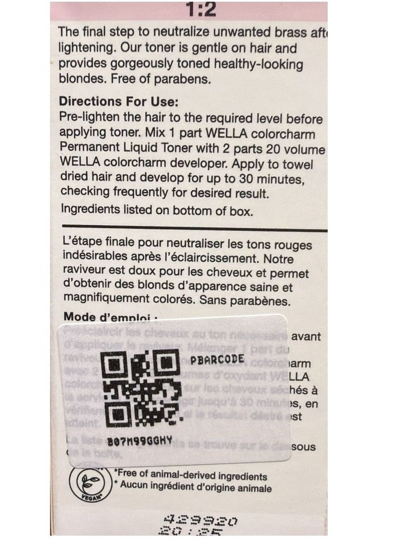 WELLA Color Charm WELLA colorcharm Hair Toner T-10, Pale Blonde, 1.42 Fl Oz. - Image 4