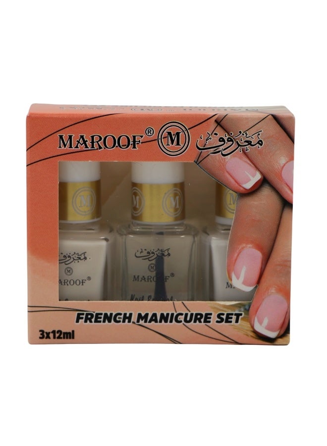 MAROOF طقم مانيكير فرنسي ماروف 02 - 3x12مل - Image 1