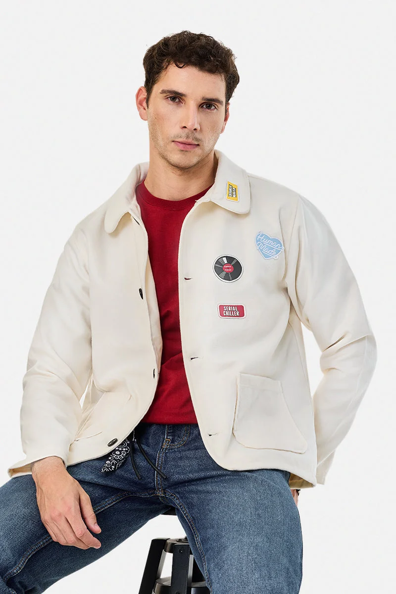 سنيتش Ivory Applique Long Sleeve Regular Fit Jacket