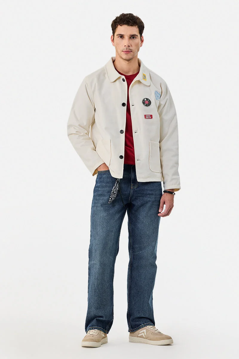 سنيتش Ivory Applique Long Sleeve Regular Fit Jacket