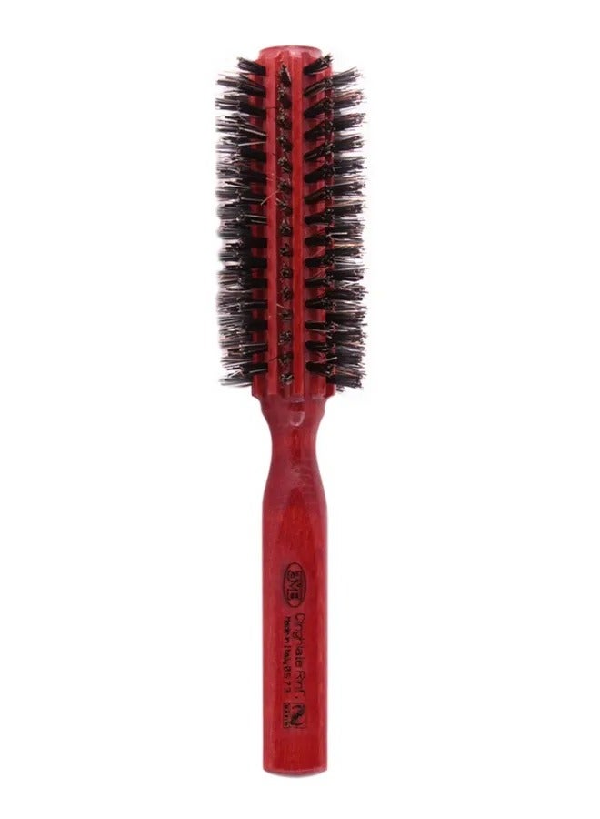 3ME Maestri Round Hair Brush - Heat-Resistant Nylon Bristles and Beech Wood Handle for Styling and Volume