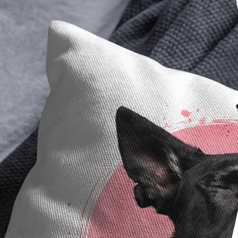 Cute Black Dog Print Decorative Throw Pillow Cover Soft Square Cushion Cover for Sofa Bedroom Living Room - Image 3