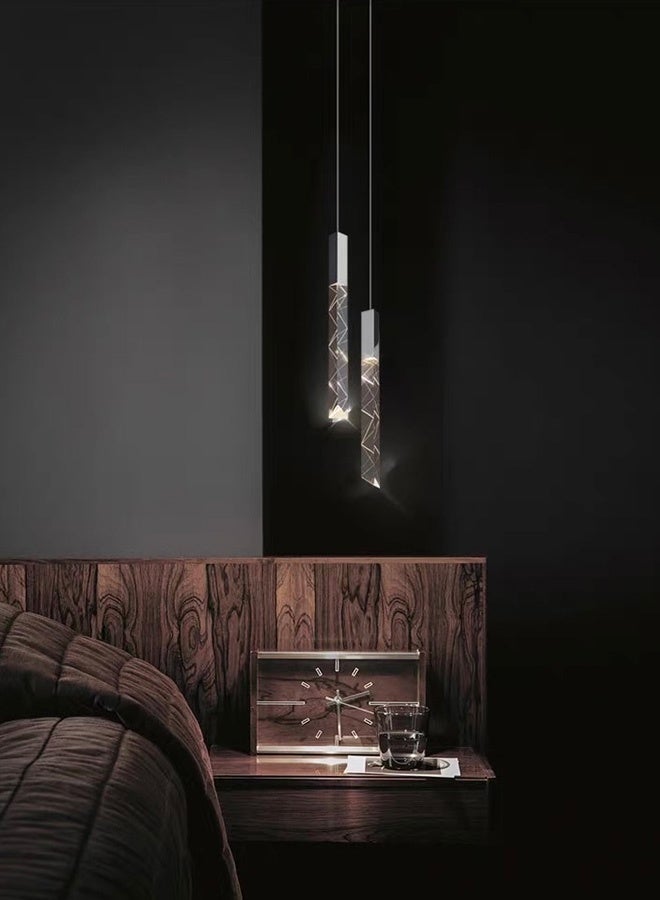  سبولكس إضاءة عصرية من SPOLUX، مصباح معلق مزدوج، مصباح، ثريا كريستالية طويلة، لون فضي، 32×15 سم، مناسب لغرفة النوم وجانب المرآة، مصباح بجانب السرير - Image 2