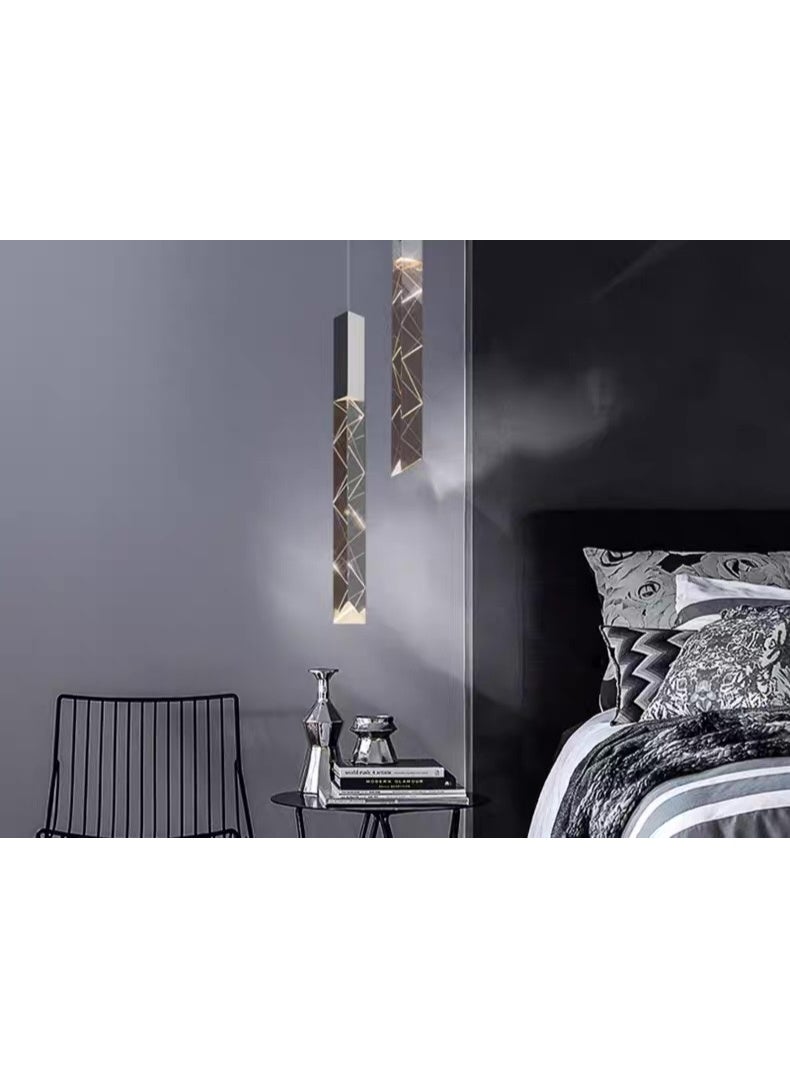  سبولكس إضاءة عصرية من SPOLUX، مصباح معلق مزدوج، مصباح، ثريا كريستالية طويلة، لون فضي، 32×15 سم، مناسب لغرفة النوم وجانب المرآة، مصباح بجانب السرير - Image 3