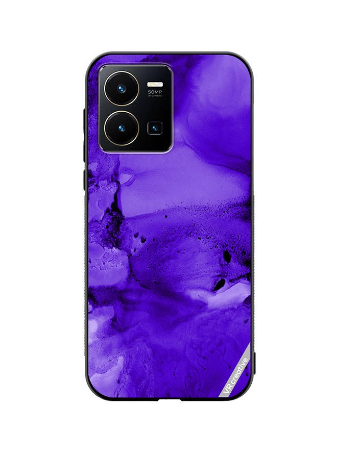 VR CREATIVE Protective Case Cover For Vivo Y35 Violet Alcohol Ink Wash Texture On White Paper Design Multicolour