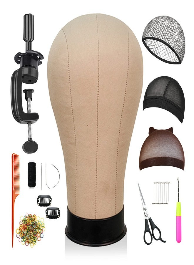 STUDIO LIMITED Canvas Block Head DIY Wig Making Starter Kit 12pcs, Height 11", Mannequin Head Wig Display and Stand for Wig Styling (22" Set) - Image 1