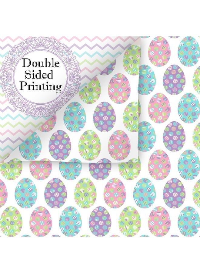 Fabllewavi 24 Sheets Pastel Easter Scrapbook Paper, Rainbow Bunny Eggs and Flowers Patterns Decorative Craft Paper Folded Flat for Easter Card Making Spring Party Photo Album Decor, 12'' x 12'' - Image 5