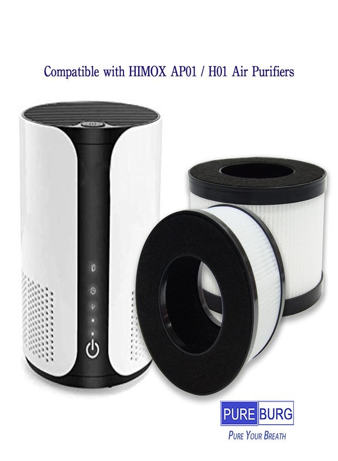 PUREBURG فلاتر بديلة من بيوربيرغ متوافقة مع جهاز تنقية الهواء هيموكس AP01 H01، عبوة من قطعتين، فلتر H13 HEPA ثلاثي المراحل، فلتر كربون نشط، فلتر 2 في 1 لتنقية الهواء من الغبار والمركبات العضوية المتطايرة - Image 2