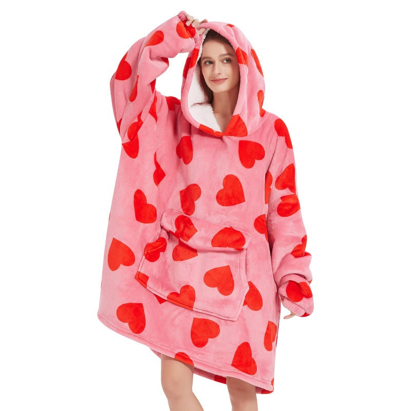 Fiosnow Love Blanket Hoodies for Women and Men Adult Oversize Wearable Blanket Hoodies for Soft and Warm - Image 1