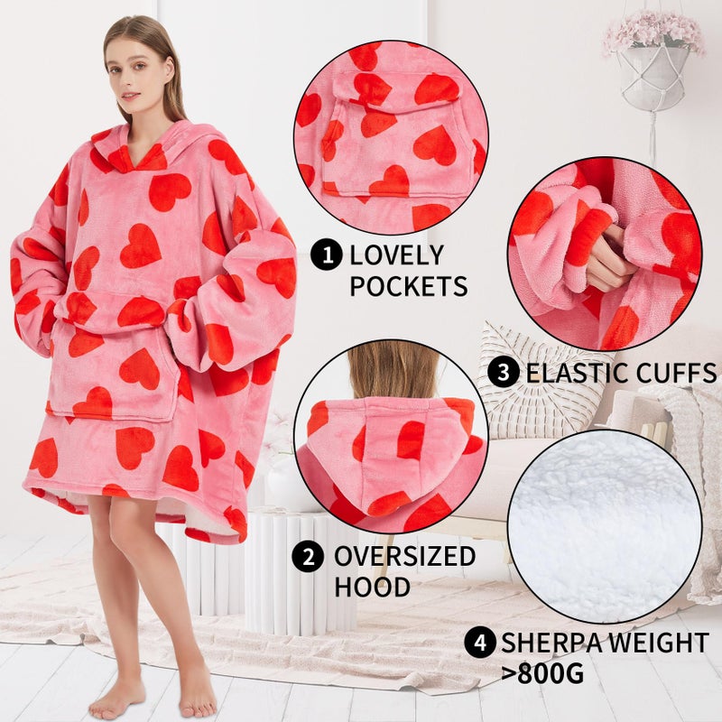 Fiosnow Love Blanket Hoodies for Women and Men Adult Oversize Wearable Blanket Hoodies for Soft and Warm - Image 4