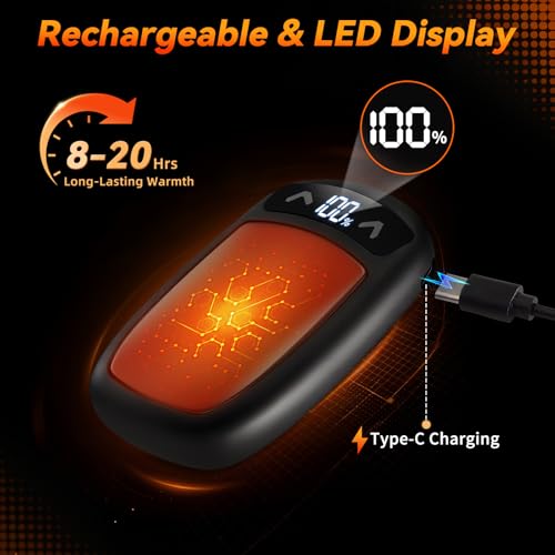 KYEKIO Rechargeable Hand Warmer 2Pack, AI Chips Electric Hand Warmers with LED Display, 3 Temps Portable Magnetic Handwarmers, Pocket-Sized Electronic Hand Warmers for Women, Man, Camping, Hunting, Christmas - Image 4