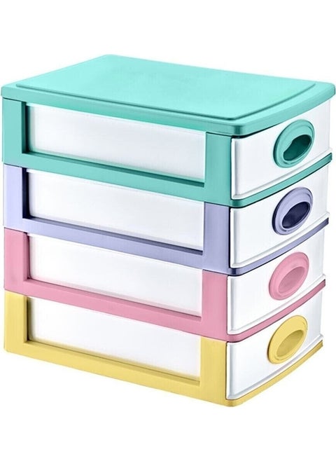 Ekalemun Box with Drawers 4 Tiers Mail Rack Storage Drawer Plastic Trndl-Irk-Dw115