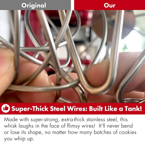 qAp quality art Practical Heavy Duty Whisk Attachment for KitchenAid Artisan Mini 3.5 Quart Tilt-Head Stand Mixers- Extra Thick Stainless Steel Wire Whip for Fast Whipping, Perfect for Large Batches, Dishwasher Safe - Image 5