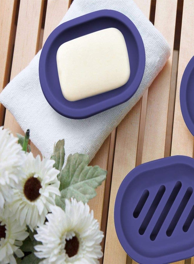 FEIDOL Soap Dish with Water Drainage Design for Drying and Saving Soap, Bathroom Kitchen Sponges Holder (Purple - Oval) 2 Pack - Image 5