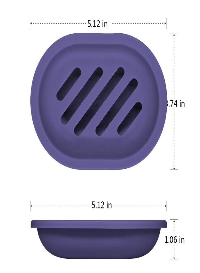 FEIDOL Soap Dish with Water Drainage Design for Drying and Saving Soap, Bathroom Kitchen Sponges Holder (Purple - Oval) 2 Pack - Image 3