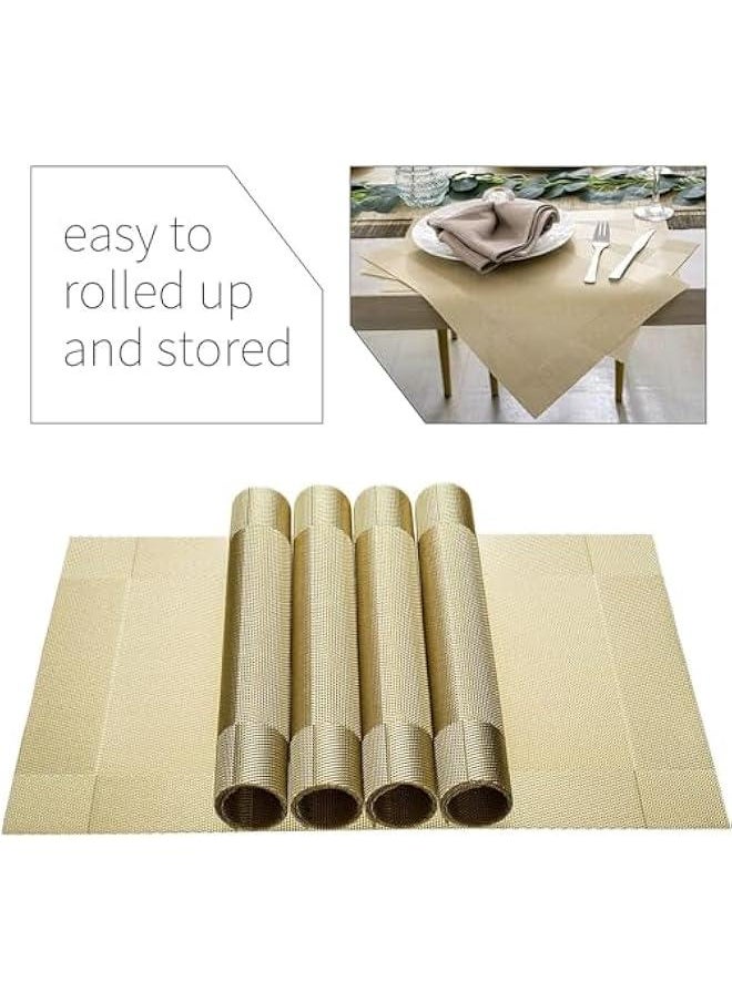 HOOKOR 12 Pcs Heat Resistant Placemats, Dining Room Table Mats, Protect Surfaces, Woven Placemat Setting for Dinner, Washable Vinyl Food Grade Mat (22-05-12p)  - Image 3