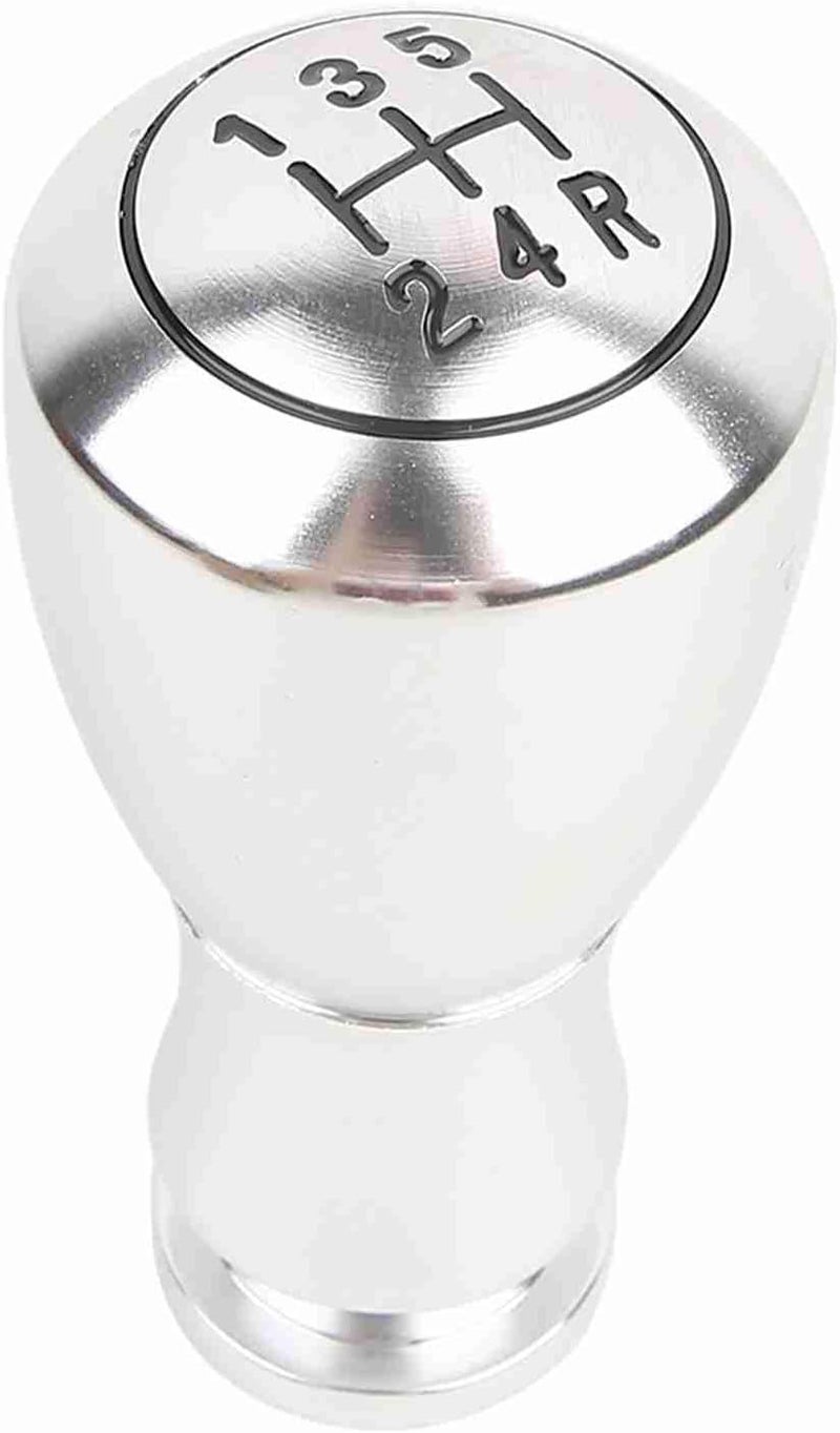 Universal 5 Speed Gear Stick Shift Knob, Aluminum Alloy Manual Automatic Transmission Shifter Lever Knob with 3 Rubber Gaskets for Cars Trucks (Silver) - Image 1