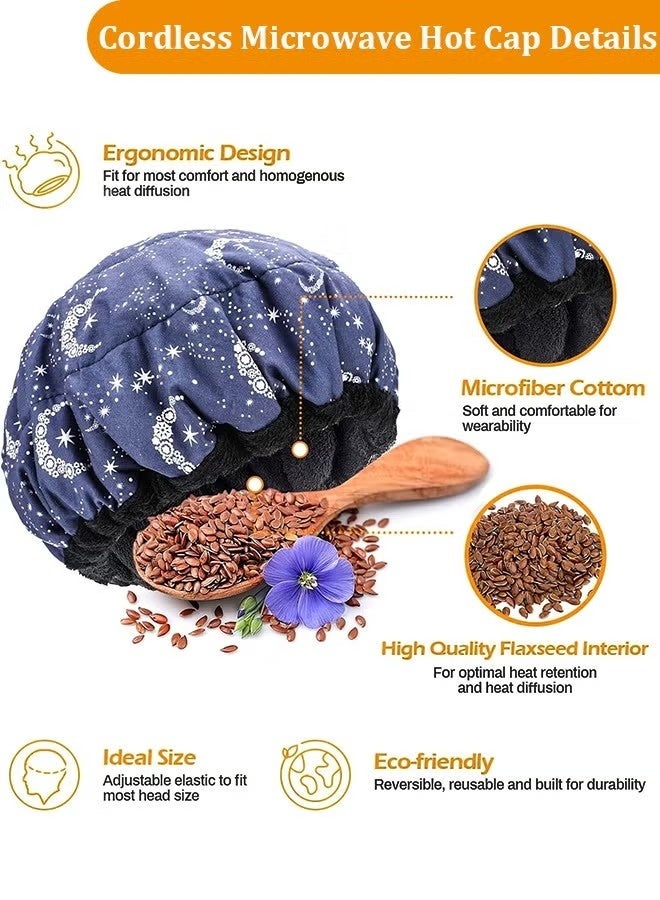 Ailily Flaxseed Deep Conditioning Heat Cap, Cordless Safe Microwave Hot Cap for Steaming Hair Styling and Treatment Steam Cap Steaming Haircare Therapy, Cordless Deep Conditioning Thermal Hair Cap with 100 Disposable shower cap - Image 2