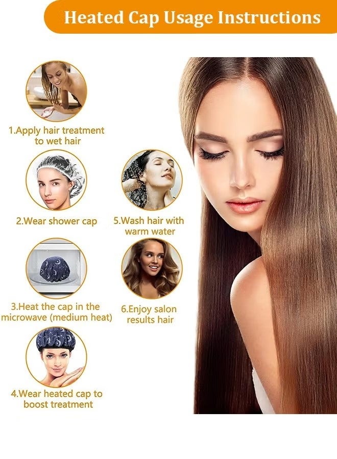 Ailily Flaxseed Deep Conditioning Heat Cap, Cordless Safe Microwave Hot Cap for Steaming Hair Styling and Treatment Steam Cap Steaming Haircare Therapy, Cordless Deep Conditioning Thermal Hair Cap with 100 Disposable shower cap - Image 3