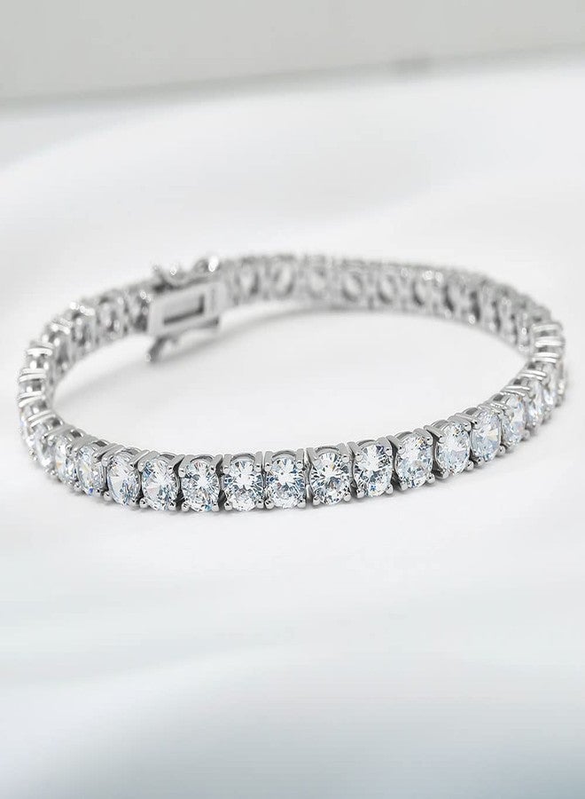 Kose 925 Sterling Silver Bracelets for Women and Men | 4mm Sapphire Ruby Emerald Cubiz Zirconia Classic Tennis Bracelet | Size 6.5-8 inches (CZ, 6.50") - Image 4