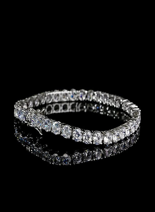 Kose 925 Sterling Silver Bracelets for Women and Men | 4mm Sapphire Ruby Emerald Cubiz Zirconia Classic Tennis Bracelet | Size 6.5-8 inches (CZ, 6.50") - Image 3