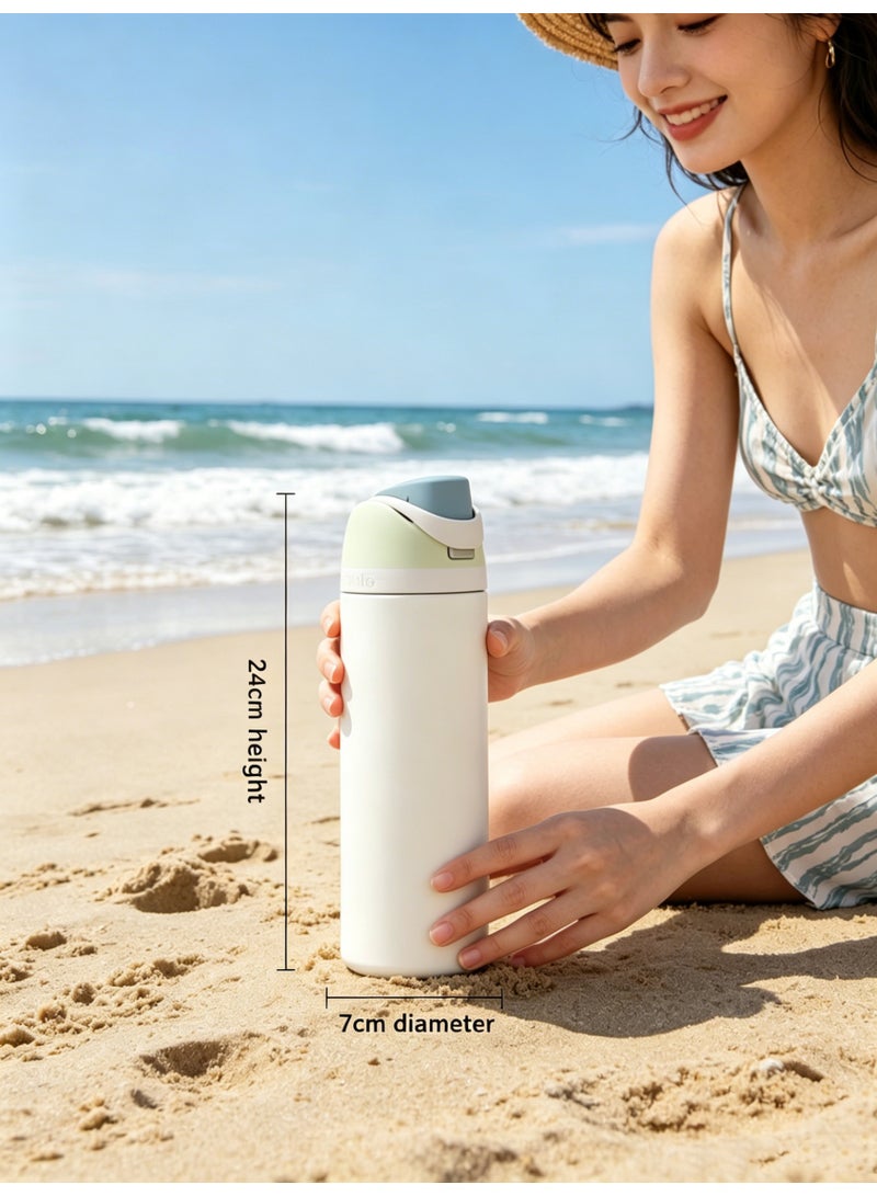 Owala 24cm Slim 7cm Diameter Flip Sip Stainless Steel Water Bottle, Iced Breeze Pastel Leakproof Thermal Flask, 24 Hours Cold & 12 Hours Hot Reusable Travel Mug for Gym, Hiking, Beach, Library, Picnic & Daily Office Use - Image 4