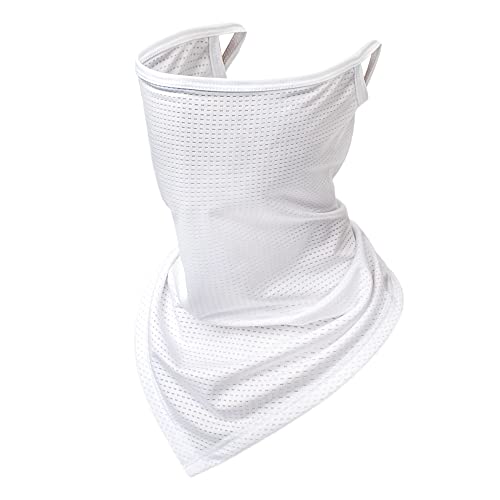 TClian Balaclava Neck Gaiter with Ear Loops Scarf Bandana UV Sun Protection Outdoors Face Mask Cover for Women Men(White) - Image 1