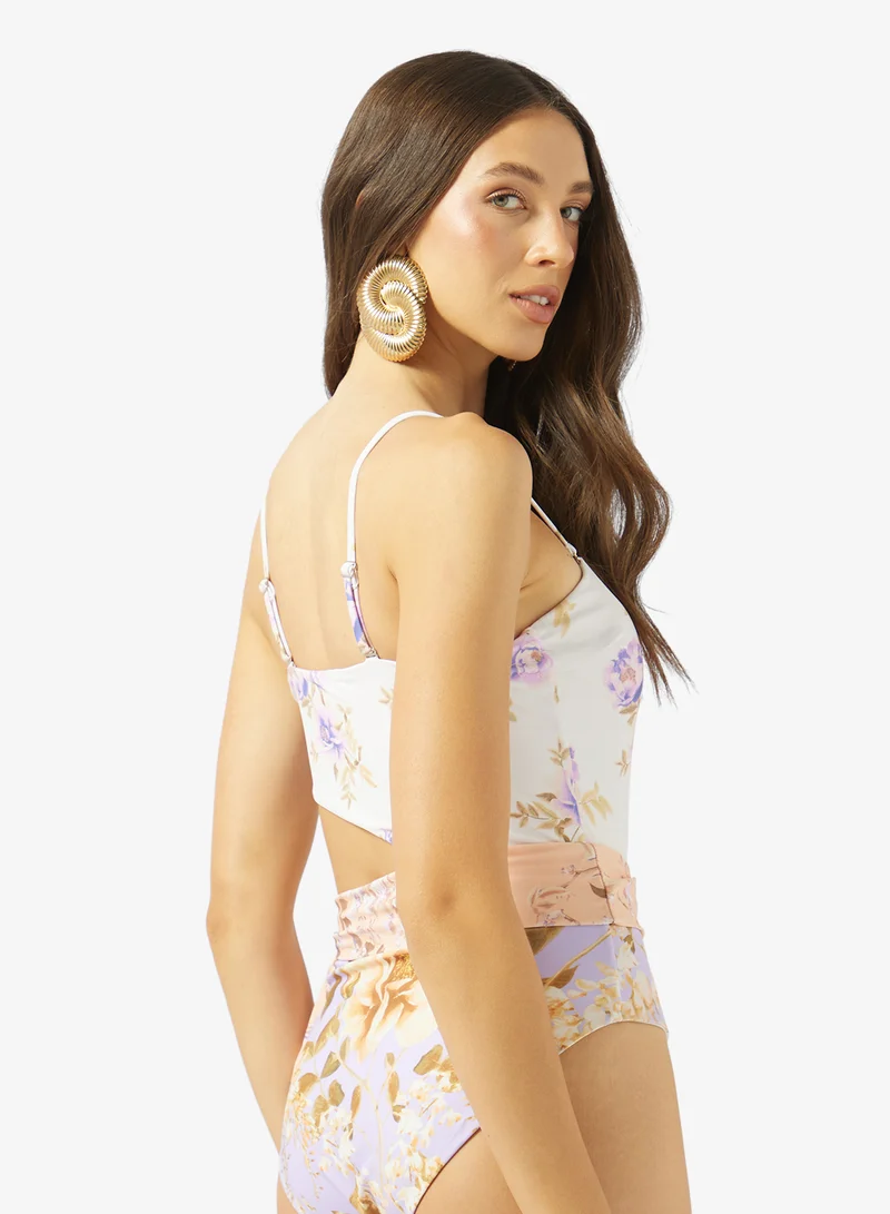 Soleira Bandeau Printed Swimsuit