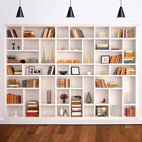 CGXINS White Bookshelf Office Backdrop Photo Backdrop 7x5ft Video Conference Zoom Backdrop Home Office Decoration Banner Polyester Company Video Conference Background - Image 3