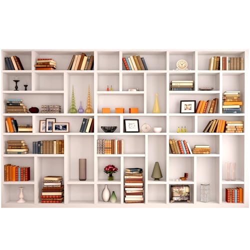 CGXINS White Bookshelf Office Backdrop Photo Backdrop 7x5ft Video Conference Zoom Backdrop Home Office Decoration Banner Polyester Company Video Conference Background - Image 1