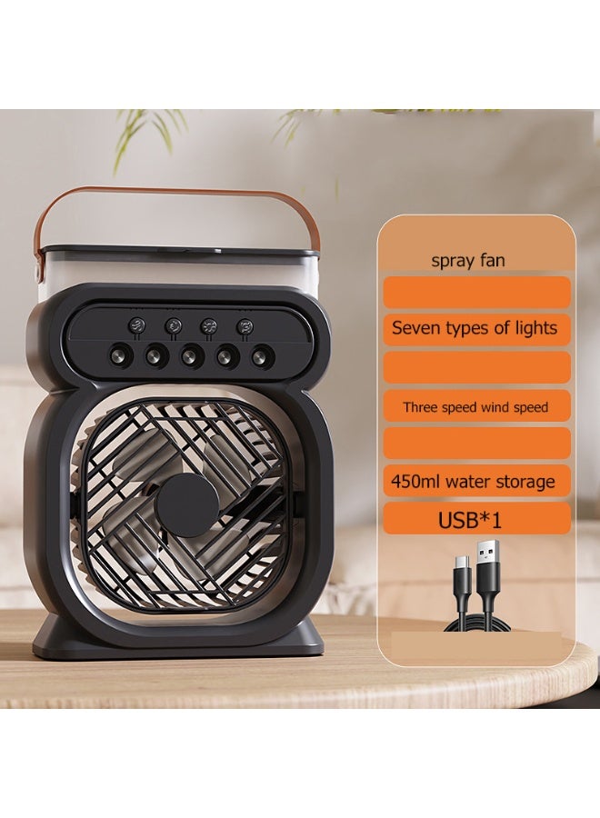Generic Portable Air Conditioner Fan Mini Evaporative Air Cooler with 7 Colors LED Light 1/2/3 H Timer 3 Wind Speeds and 3 Spray Modes for Office Home Dorm Travel（Black）  - Image 1