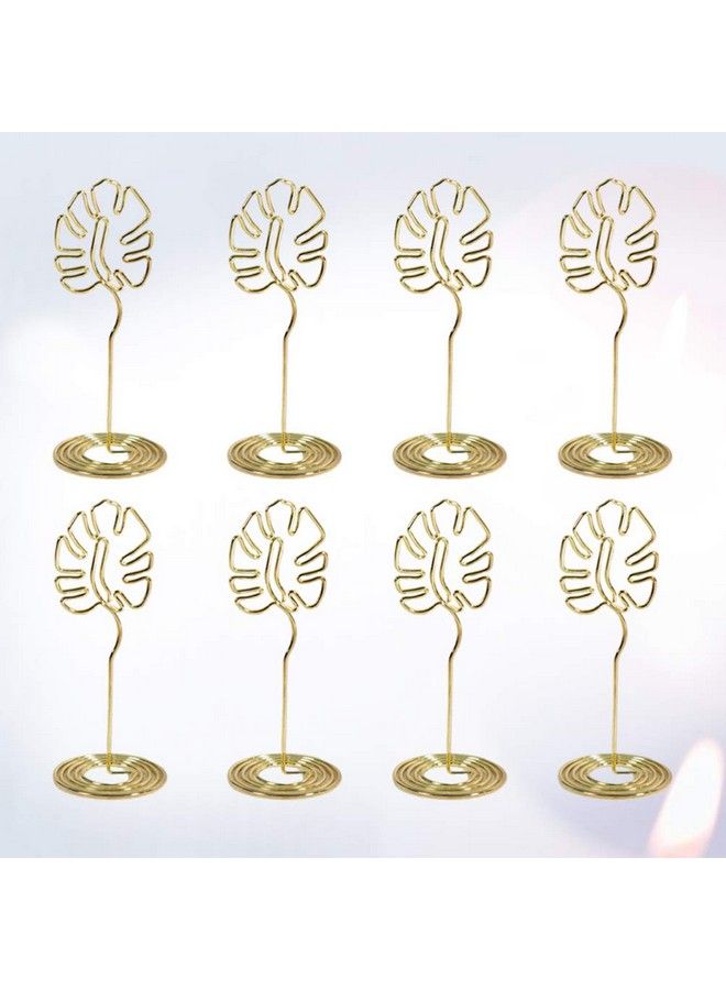 STOBOK 8Pcs Place Card Holders Monstera Leaves Table Number Holders Metal Memo Photo Clips Tropical Hawaiian Luau Wedding Birthday Party Decorations Golden  - Image 4