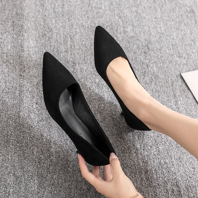 Work Shoes Women'S Black Professional Temperament Long Standing Not Tired Feet Work High Heels Interview Etiquette Thin Heel Dress Shoes - Image 5