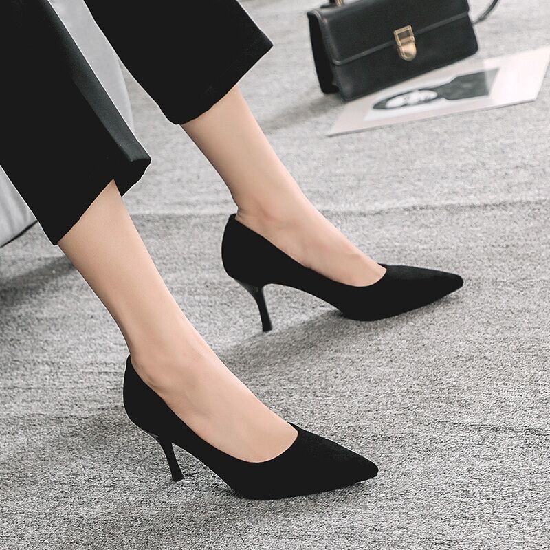 Work Shoes Women'S Black Professional Temperament Long Standing Not Tired Feet Work High Heels Interview Etiquette Thin Heel Dress Shoes - Image 4