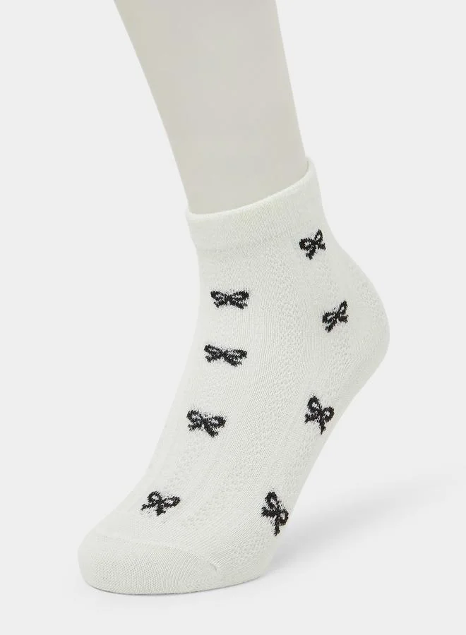 Styli Girls Pack Of 5 - Bow Detail Ankle Socks