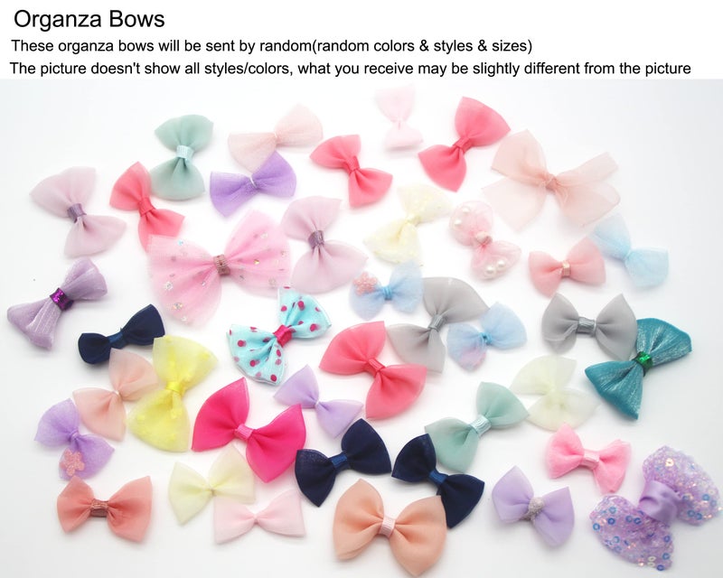 DOUKING 100 Count Mix Satin Ribbon Rose Flowers Bows Appliques Organza Daisy Flower Embellishments for Sewing, Craft Project, Hair Bow Headband (Mixed) - Image 5