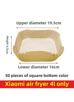 Millet Home Air Fryer Paper Special Square Food Grade Household Wash-free Pot. Small Size Non-stick Oil-absorbing Paper-Specifications:◆◇Natural Square Fryer Paper For 50 Pieces Xiaomi 4l Fryer◆◇