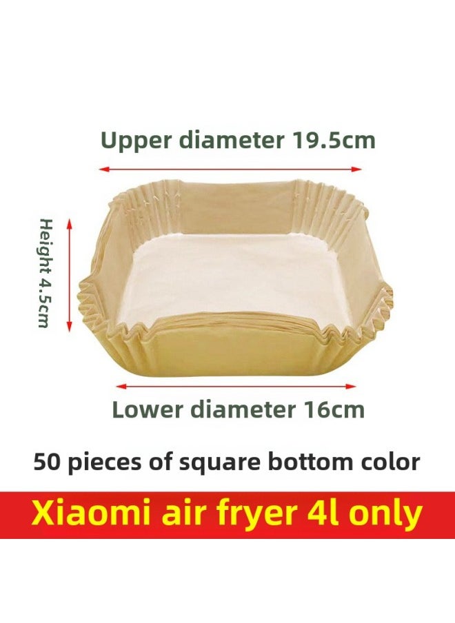 Generic - Millet Home Air Fryer Paper Special Square Food Grade Household Wash-free Pot. Small Size Non-stick Oil-absorbing Paper-Specifications:◆◇Natural Square Fryer Paper For 50 Pieces Xiaomi 4l Fryer◆◇ - Image 1