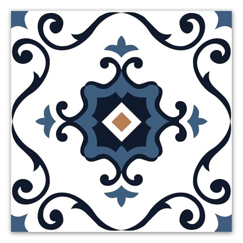 WOWSTAR 30-Pack Peel and Stick Floor Tiles, 12 x 12in Vinyl Flooring Tiles, Self-Adhesive Waterproof Flooring Planks for Kitchen, Dining Room, Bedrooms, 30 Sq. Ft - Blue Flower Texture - Image 1