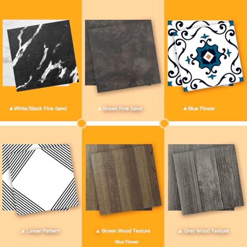 WOWSTAR 30-Pack Peel and Stick Floor Tiles, 12 x 12in Vinyl Flooring Tiles, Self-Adhesive Waterproof Flooring Planks for Kitchen, Dining Room, Bedrooms, 30 Sq. Ft - Blue Flower Texture - Image 5