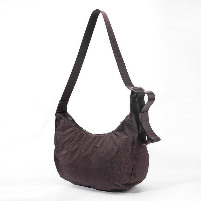 FASTFAIRY Medium Nylon Crescent Bag - Chocolate Plum Casual Shoulder Crossbody with Adjustable Strap & Dual Interior Pockets - Image 3